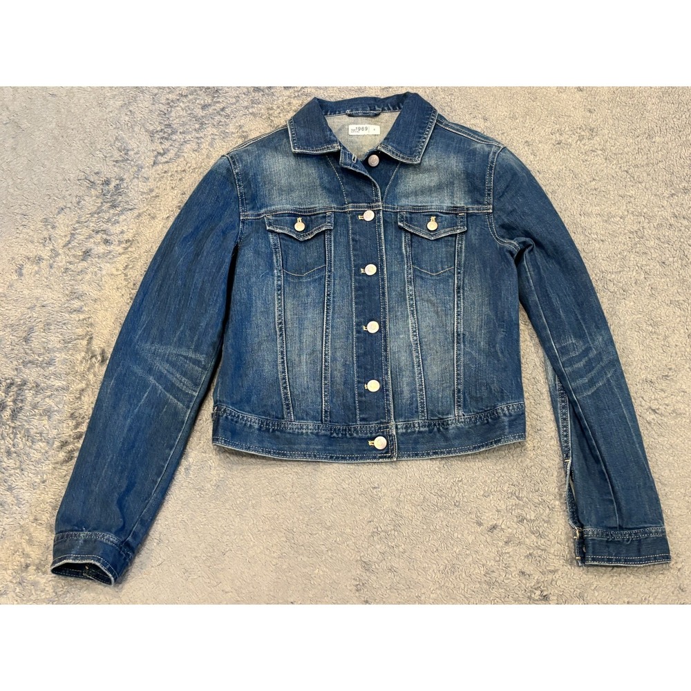 Gap 1969 Jean Jacket Womens Small Dark Wash Blue Denim Classic Western Pockets